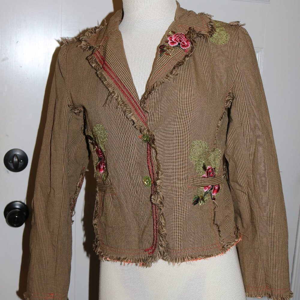 Leopard Daisy amazing jacket coat size small with pretty bright orange lining